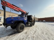 Лесовоз УРАЛ-5557 с новым манипулятором  — готов к работе